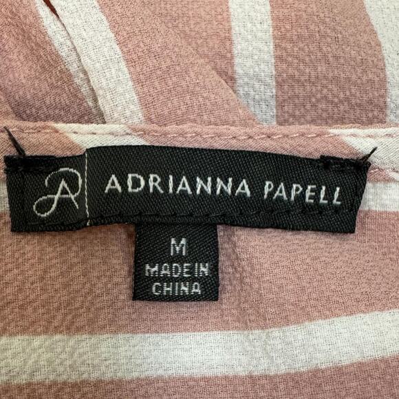Adrianna Papell Blouse | Pink and White Stripe | Size Medium | Vertical Striped - Picture 3 of 4